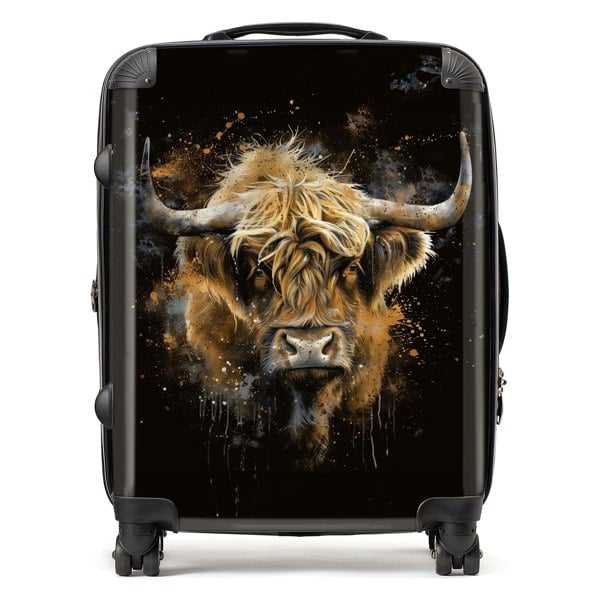 Warren Reed Bronze Splashart Highland Cow Suitcase