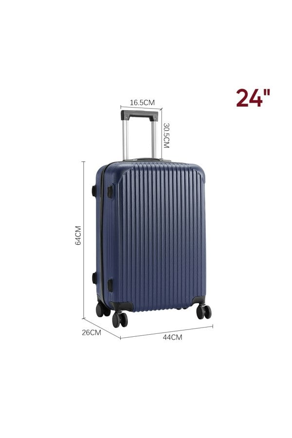 Living and Home Hardshell Spinner Wheel Luggage Travel Suitcase, 24" Blue