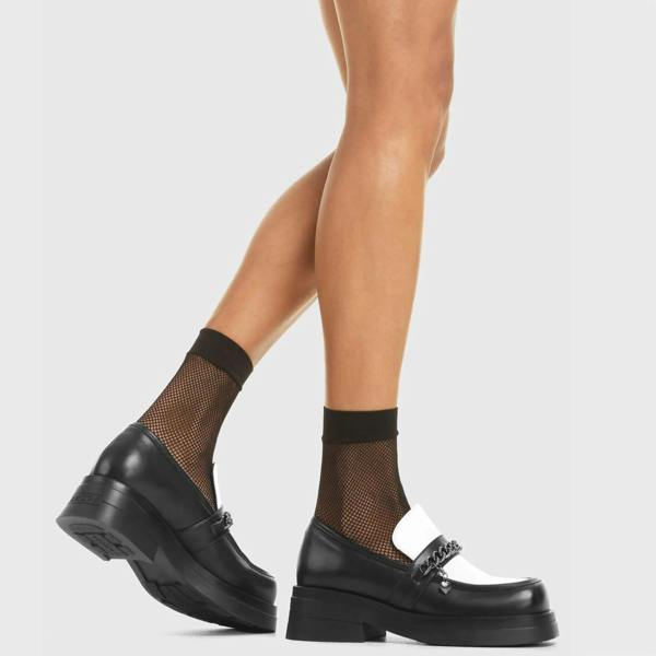 Lamoda Head Spin Black & White PU Platform Shoes Unique Design Comfortable