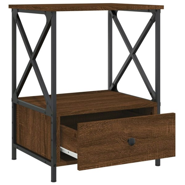 Berkfield Bedside Table Brown Oak 50x41x65 cm Engineered Wood