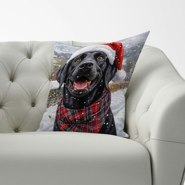 Warren Reed Christmas Black Labrador Cushion