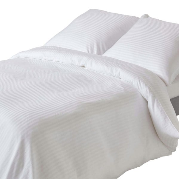 HOMESCAPES Silky 330 TC Egyptian Cotton Satin Stripe Duvet Cover Set, European Size