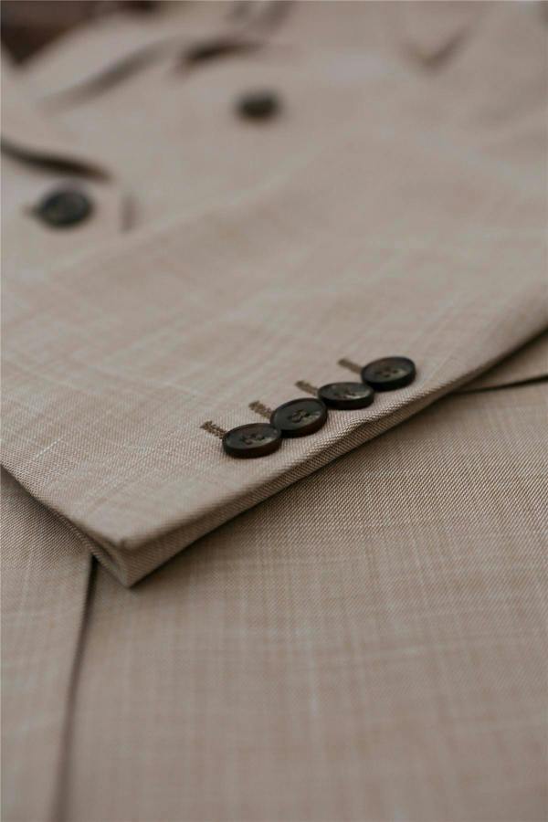 Infinity Leather Men's 3 Piece Beige Summer Wedding Tailored Fit Suit