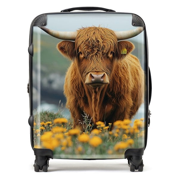 Warren Reed Highland Cow By The Coast Suitcase