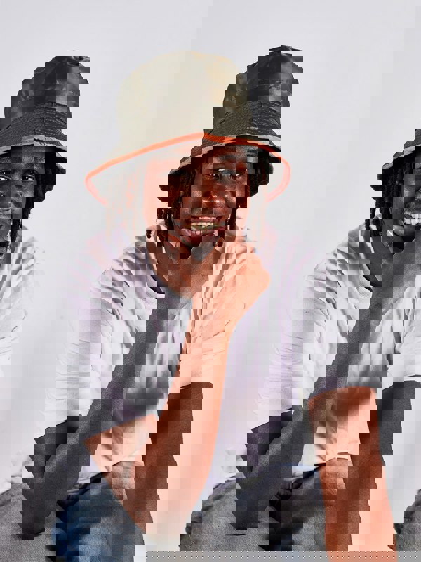 SVNX ARCHER Nylon bucket hat with contrast trim and drawstring in moss