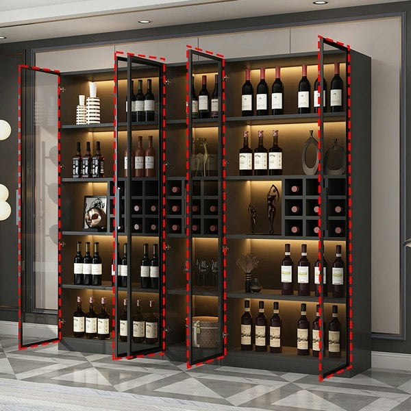 Hampshire I Wine Cabinet, Wine Storage With Glass Doors & Lights with shoe rack cabinet