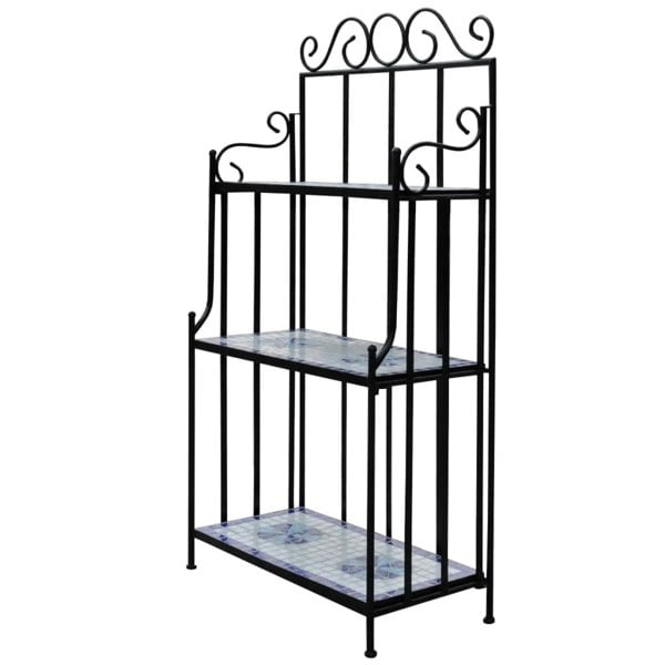 Berkfield Plant Stand Plant Display Blue White Mosaic Pattern