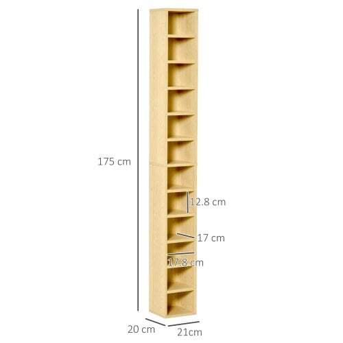Wyld Haus Yoel Wood Oak Tone Tall Narrow CD Storage Tower