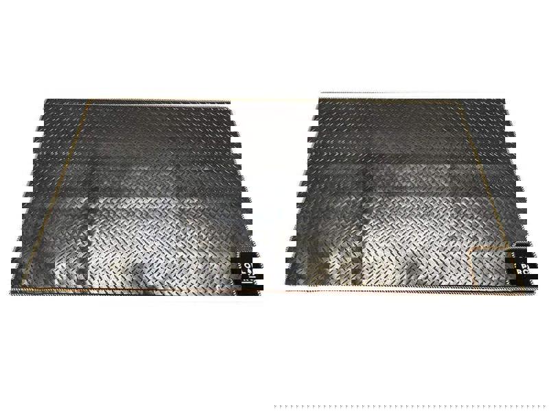 OLPRO Awning Tunnel Mat 1500mm x 800mm Black Rubber with Orange Edge Trim