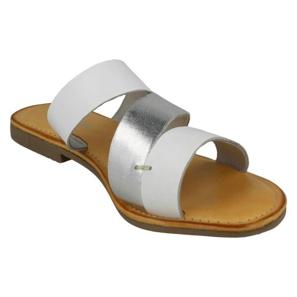 Leather Collection Ladies Leather Collection Flat Strappy Mules F00350