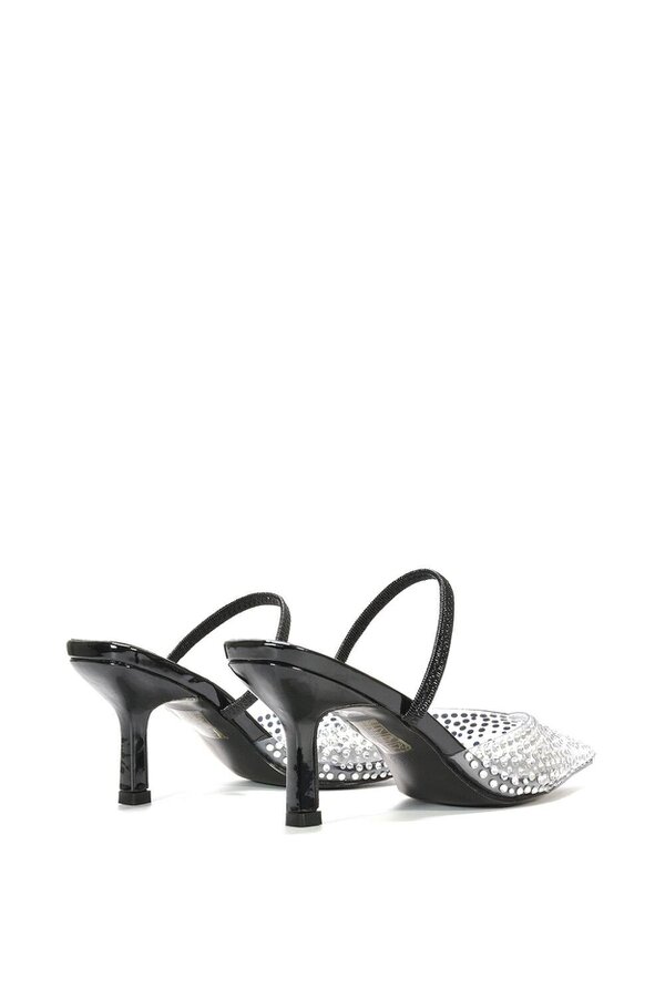 XY LONDON Clear Perspex Diamante Stiletto Heel Slingback Court Shoes