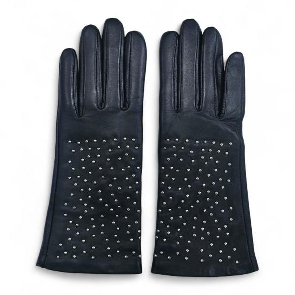 Infinity Leather Womens Italian Leather Winter Studded Design Soft Wool Lining Gloves - L-GLV-601