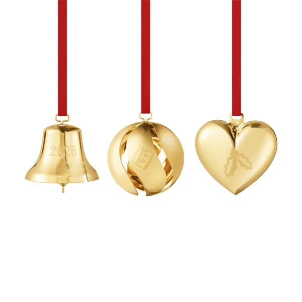 Georg Jensen Christmas Collectable 3pcs Ornament Set, 2026 - Gold - 10021070