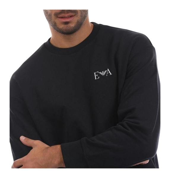 Emporio Armani EA7 Mens Ribbed Long-Sleeved Sweatshirt - Navy Blue - 