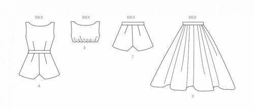Butterick Sewing Pattern 6939, Tops, Shorts, Skirts, Jumpsuits, Vintage Style for Women, A5 (6-8-10-12-14) - Intermediate