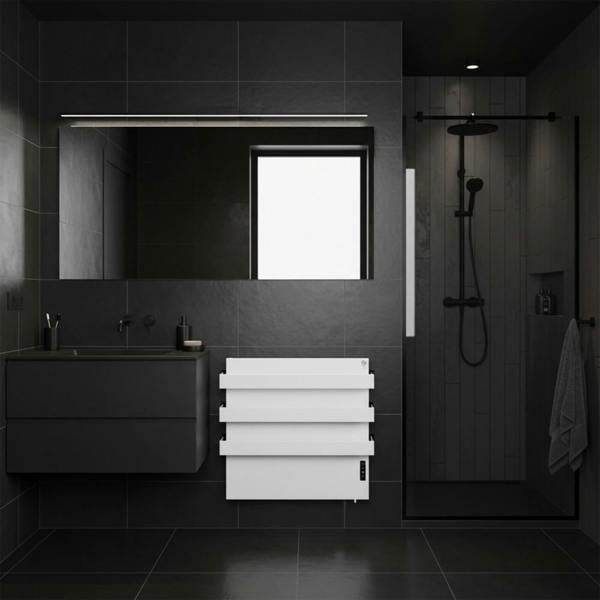 Mirrorstone Heating 500W Quartz Glass Wi-Fi Towel Rail Infrared Heating Panel (Available in Black or White) - Electric Panel Heater