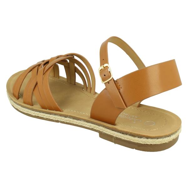 Savannah Ladies Savannah Flat Ankle Strap Sandal with Weaved Upper F00442