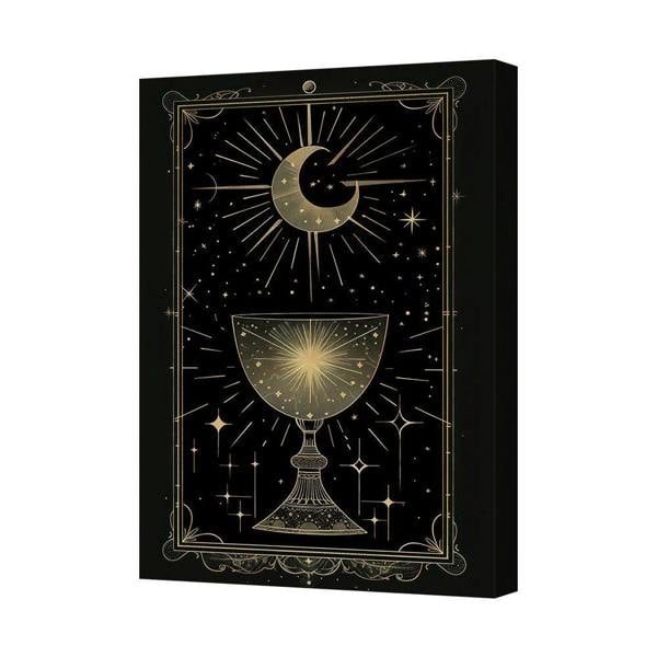 Benjamin Tate Design Celestial Moon And Chalice Canvas Wall Art Print In Black Gold