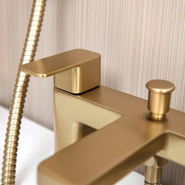 Flode Glan | Bath Shower Mixer | Including Handset and Holder | Brushed Brass