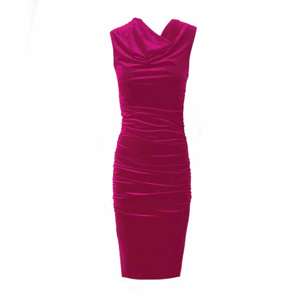 Frock Tales Veronica Ruched Body-Con Midi Dress - Pink Velour