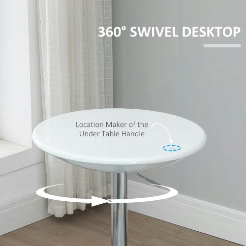 Wyld Haus Nisapa Metal White Adjustable Round Bar Table With Swivel Top And Steel Base