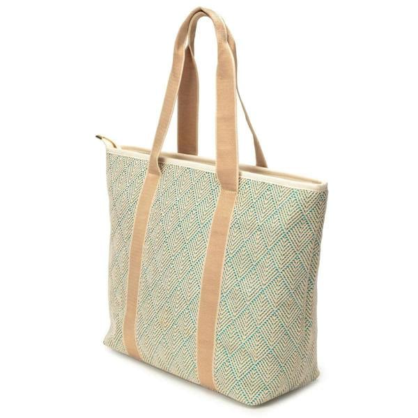 Elie Beaumont Summer Tote - Aqua Geometric basket weave