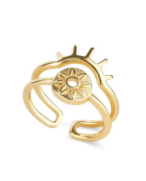 14K Dainty Gold Sun Ring - Rings - Elk & Bloom