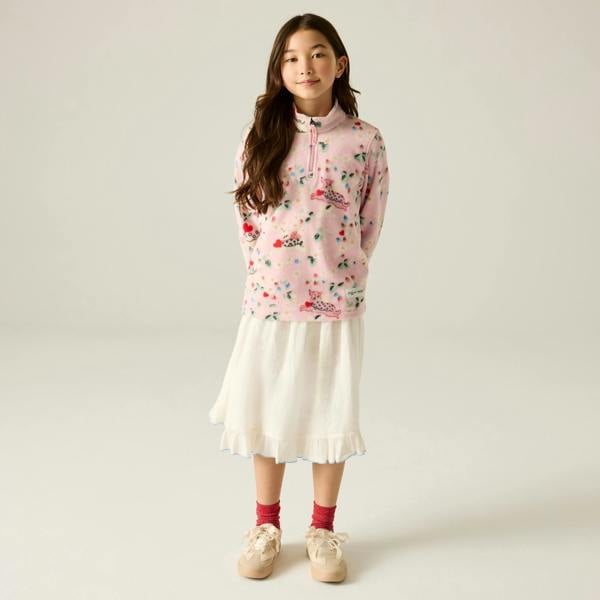 Regatta Childrens/Kids Cath Kidston Puppy Floral Half Zip Fleece Top - Pink - 