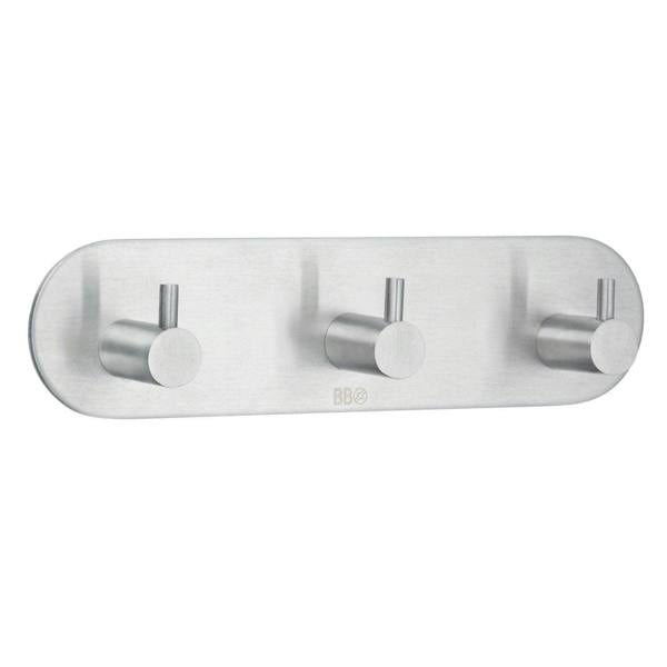 Brushed stainless steel triple towel hook