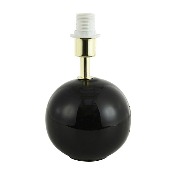 Traditional Round Ceramic Table Lamp Base in Black Gloss Finish with Gold Trim Image 1