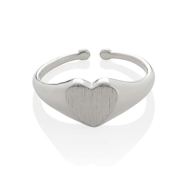 Adjustable Signet Ring for Women in a Heart Motif - namana.london