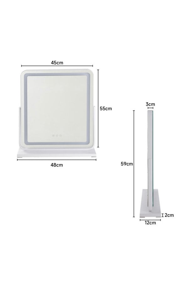 Living and Home Adjustable Frameless 3-Light Modes Makeup Vanity Mirror,48*59cm