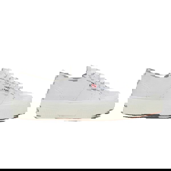 Superga Womens 2750 Nappa Leather Trainers - Optical White/Silver/Avorio