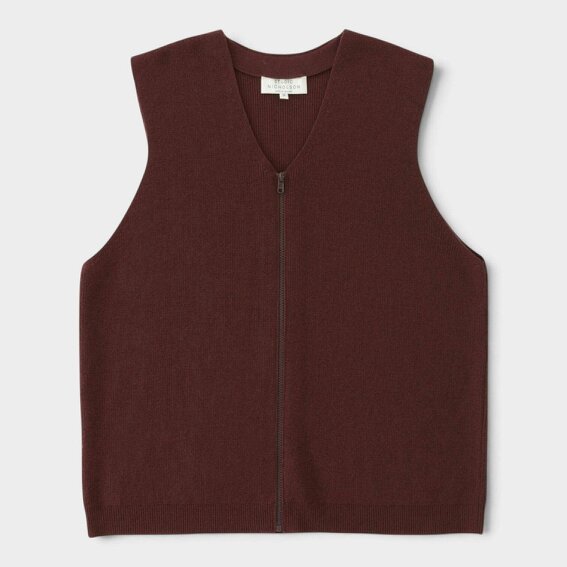 Studio Nicholson Rib Zipped Knitwear Vest Burgundy