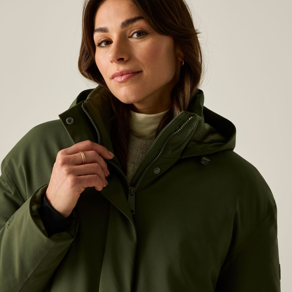 Regatta Womens Janna Waterproof Long Length Insulated Jacket - Dark Khaki