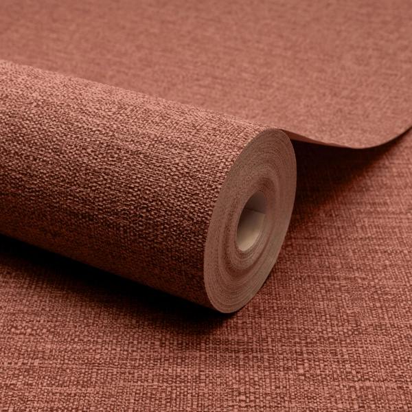 Grandeco Telma Slubbed Fabric Hessian Textured Luxury Wallpaper Chilli Red