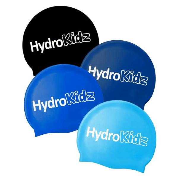 HydroKidz Children's Silicone Swim Cap Sets - Set of 4 - The Blue Set