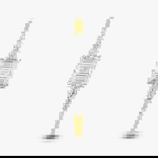 T. H. Baker 18ct Yellow Gold Certificated 0.70ct Emerald & Brilliant Cut Diamond Shoulder Set Solitaire Ring 31290YW/90-18