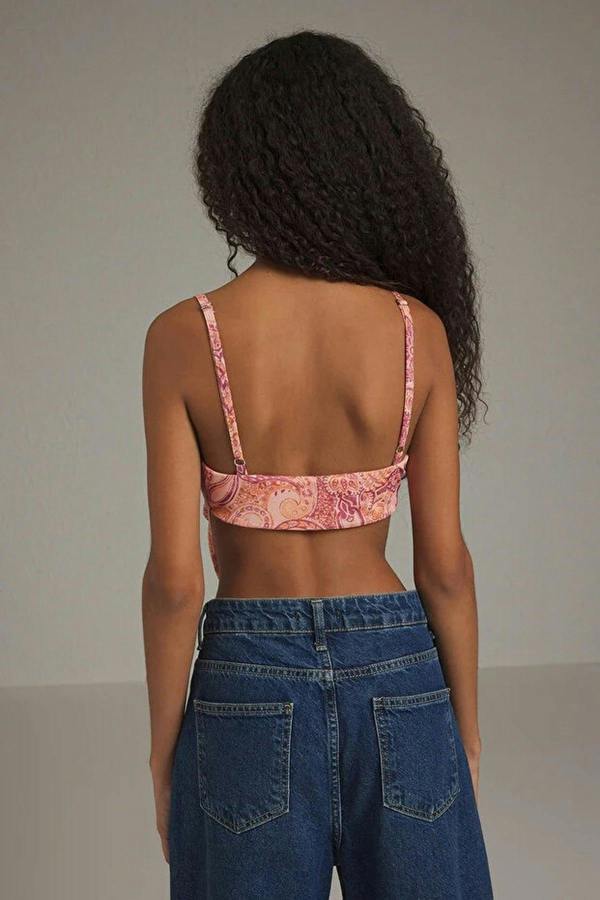 WOVCOR Printed Back Cross Asymmetrical Knit Blouse