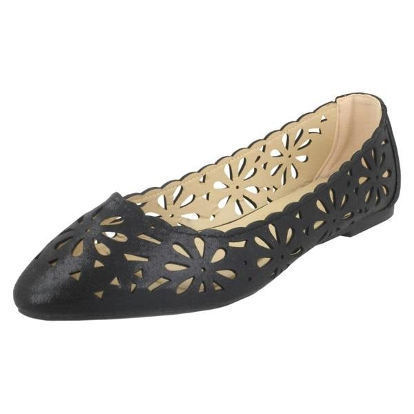 Spot On Ladies Spot On Flower Cut Out Ballerinas F80390