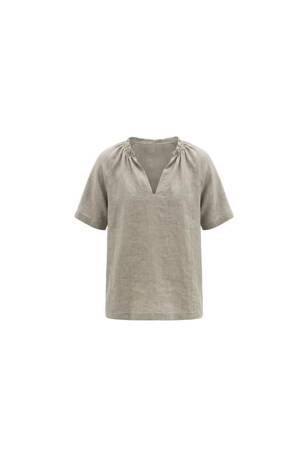James Lakeland Taupe Pure Linen Blouse