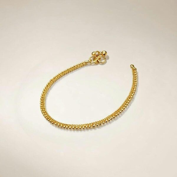 The Colourful Aura Slim Golden Brass Cuban Braided Chain Minimalist Slim Foot Payal Anklet