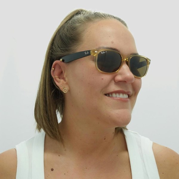Ray-Ban Sunglasses New Wayfarer 2132 945/57 Honey Crystal Brown Polarized 55mm