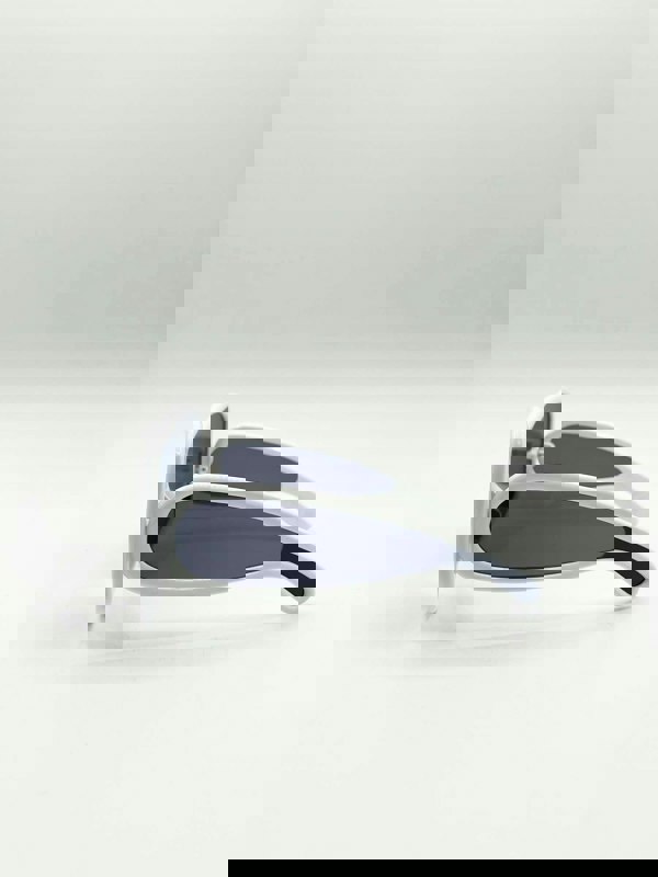 SVNX Square Oversized Mask Sunglasses in White Black