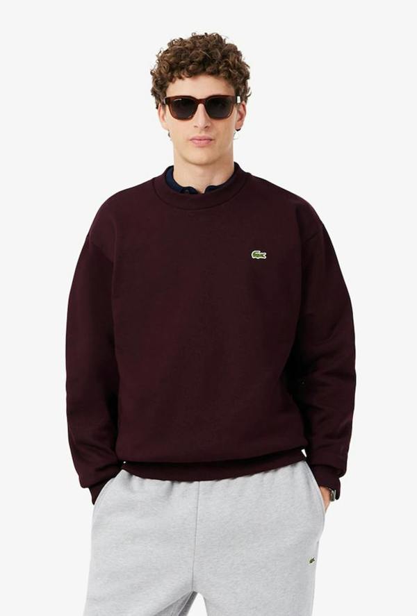 Lacoste Fleece Crew Neck Sweatshirt - Burgundy