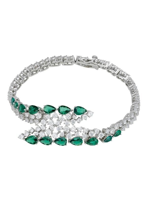 Latelita Baroness Tennis Bracelet Emerald Silver