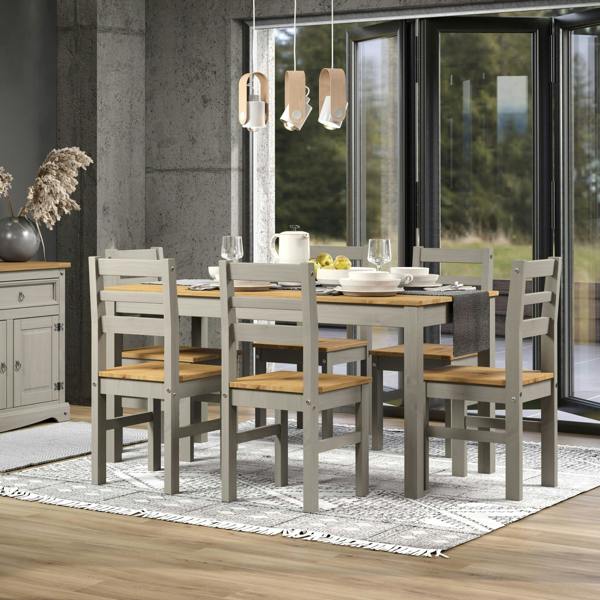 Core Products Linea 7-Piece Dining Set, Table & 6 Chairs, Scandinavian Design