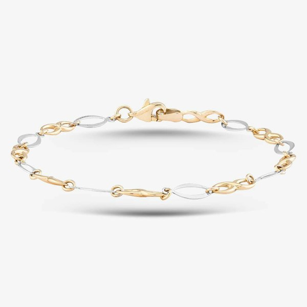 T. H. Baker 9ct Yellow Gold Two Colour Infinity Link Bracelet GBR61