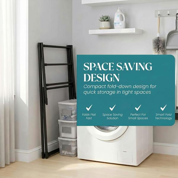 Laundry Mate Clothes Airer with Sock Clips - 3 Tier Space Saving Foldable Laundry Rack - Extends up to 71CM 11 Hanging Poles