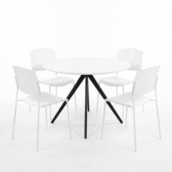 Core Products Aspen Dining Set - White Round Table & 4 Academy Dining Chairs